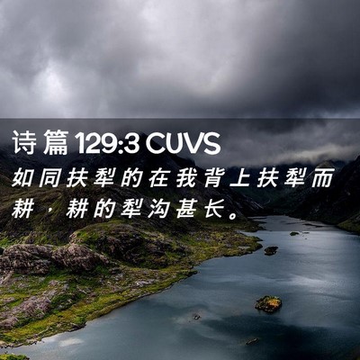 Picture 02 - 诗 篇 129:3 CUVS - 如 同 扶 犁 的 在 我 背 上 扶 犁 而 - Bible Verse Picture