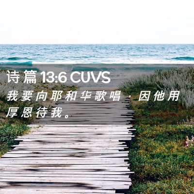Picture 02 - 诗 篇 13:6 CUVS - 我 要 向 耶 和 华 歌 唱 ， 因 他 用 - Bible Verse Picture