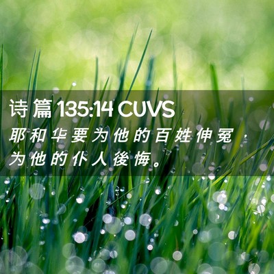 Picture 02 - 诗 篇 135:14 CUVS - 耶 和 华 要 为 他 的 百 姓 伸 冤 ， - Bible Verse Picture