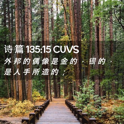 Picture 02 - 诗 篇 135:15 CUVS - 外 邦 的 偶 像 是 金 的 ， 银 的 ， - Bible Verse Picture