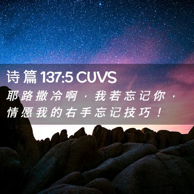 Picture 02 - 诗 篇 137:5 CUVS - 耶 路 撒 冷 啊 ， 我 若 忘 记 你 ， - Bible Verse Picture
