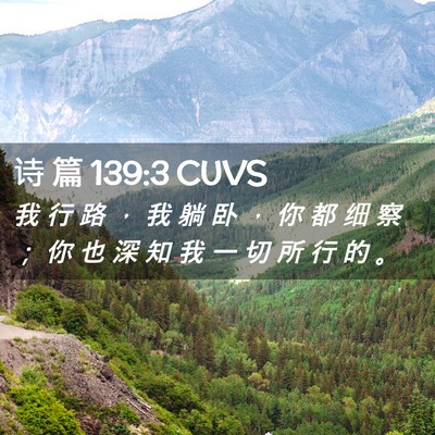Picture 02 - 诗 篇 139:3 CUVS - 我 行 路 ， 我 躺 卧 ， 你 都 细 察 - Bible Verse Picture