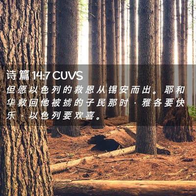 Picture 02 - 诗 篇 14:7 CUVS - 但 愿 以 色 列 的 救 恩 从 锡 安 而 - Bible Verse Picture