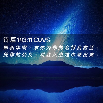 Picture 02 - 诗 篇 143:11 CUVS - 耶 和 华 啊 ， 求 你 为 你 的 名 将 - Bible Verse Picture