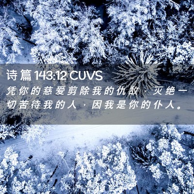 Picture 02 - 诗 篇 143:12 CUVS - 凭 你 的 慈 爱 剪 除 我 的 仇 敌 ， - Bible Verse Picture