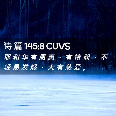 Picture 02 - 诗 篇 145:8 CUVS - 耶 和 华 有 恩 惠 ， 有 怜 悯 ， 不 - Bible Verse Picture