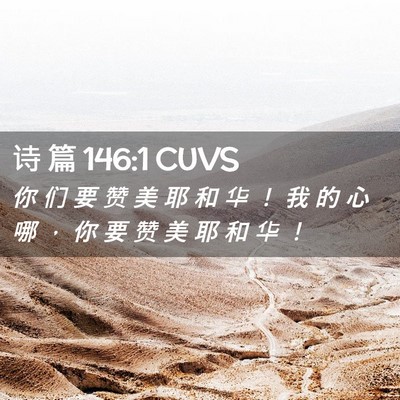 Picture 02 - 诗 篇 146:1 CUVS - 你 们 要 赞 美 耶 和 华 ！ 我 的 心 - Bible Verse Picture