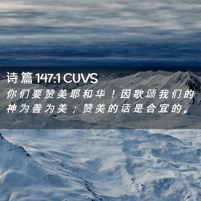 Picture 02 - 诗 篇 147:1 CUVS - 你 们 要 赞 美 耶 和 华 ！ 因 歌 颂 - Bible Verse Picture