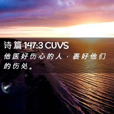Picture 02 - 诗 篇 147:3 CUVS - 他 医 好 伤 心 的 人 ， 裹 好 他 们 - Bible Verse Picture