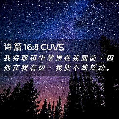 Picture 02 - 诗 篇 16:8 CUVS - 我 将 耶 和 华 常 摆 在 我 面 前 ， - Bible Verse Picture
