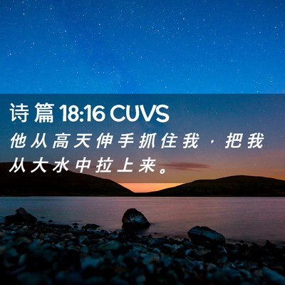 Picture 02 - 诗 篇 18:16 CUVS - 他 从 高 天 伸 手 抓 住 我 ， 把 我 - Bible Verse Picture