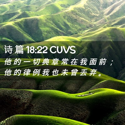 Picture 02 - 诗 篇 18:22 CUVS - 他 的 一 切 典 章 常 在 我 面 前 ； - Bible Verse Picture