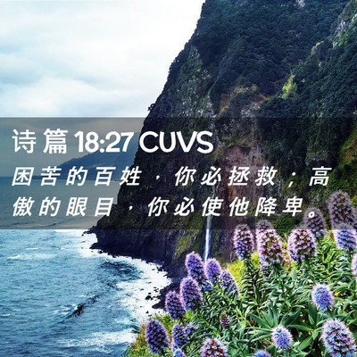 Picture 02 - 诗 篇 18:27 CUVS - 困 苦 的 百 姓 ， 你 必 拯 救 ； 高 - Bible Verse Picture