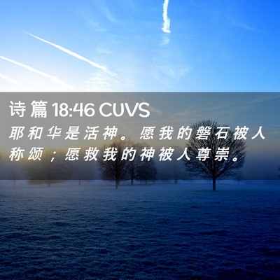Picture 02 - 诗 篇 18:46 CUVS - 耶 和 华 是 活 神 。 愿 我 的 磐 石 - Bible Verse Picture