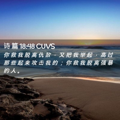 Picture 02 - 诗 篇 18:48 CUVS - 你 救 我 脱 离 仇 敌 ， 又 把 我 举 - Bible Verse Picture