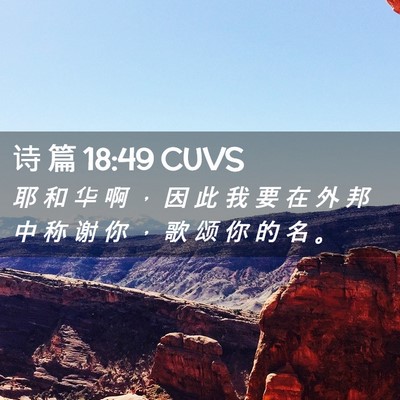 Picture 02 - 诗 篇 18:49 CUVS - 耶 和 华 啊 ， 因 此 我 要 在 外 邦 - Bible Verse Picture
