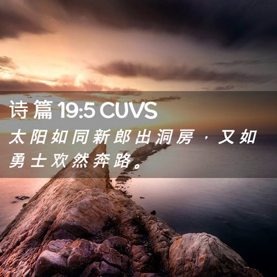 Picture 02 - 诗 篇 19:5 CUVS - 太 阳 如 同 新 郎 出 洞 房 ， 又 如 - Bible Verse Picture
