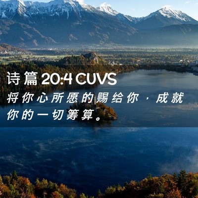 Picture 02 - 诗 篇 20:4 CUVS - 将 你 心 所 愿 的 赐 给 你 ， 成 就 - Bible Verse Picture