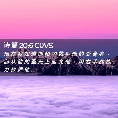 Picture 02 - 诗 篇 20:6 CUVS - 现 在 我 知 道 耶 和 华 救 护 他 的 - Bible Verse Picture