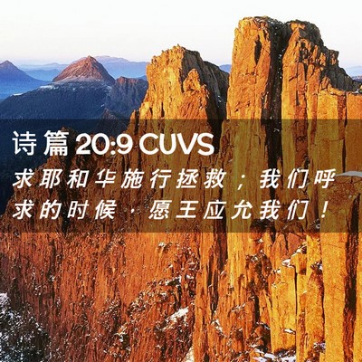 Picture 02 - 诗 篇 20:9 CUVS - 求 耶 和 华 施 行 拯 救 ； 我 们 呼 - Bible Verse Picture