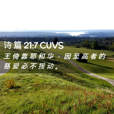 Picture 02 - 诗 篇 21:7 CUVS - 王 倚 靠 耶 和 华 ， 因 至 高 者 的 - Bible Verse Picture