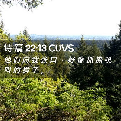 Picture 02 - 诗 篇 22:13 CUVS - 他 们 向 我 张 口 ， 好 像 抓 撕 吼 - Bible Verse Picture