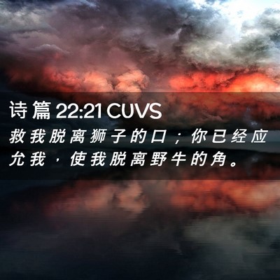 Picture 02 - 诗 篇 22:21 CUVS - 救 我 脱 离 狮 子 的 口 ； 你 已 经 - Bible Verse Picture