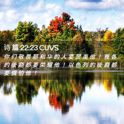 Picture 02 - 诗 篇 22:23 CUVS - 你 们 敬 畏 耶 和 华 的 人 要 赞 美 - Bible Verse Picture