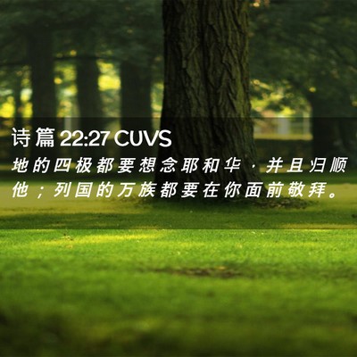 Picture 02 - 诗 篇 22:27 CUVS - 地 的 四 极 都 要 想 念 耶 和 华 ， - Bible Verse Picture