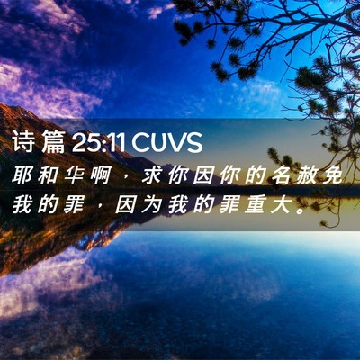 Picture 02 - 诗 篇 25:11 CUVS - 耶 和 华 啊 ， 求 你 因 你 的 名 赦 - Bible Verse Picture