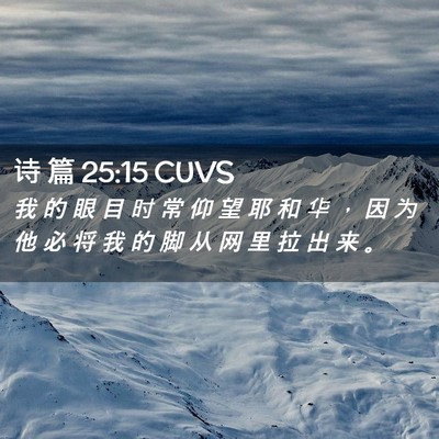 Picture 02 - 诗 篇 25:15 CUVS - 我 的 眼 目 时 常 仰 望 耶 和 华 ， - Bible Verse Picture