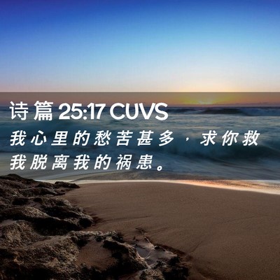 Picture 02 - 诗 篇 25:17 CUVS - 我 心 里 的 愁 苦 甚 多 ， 求 你 救 - Bible Verse Picture