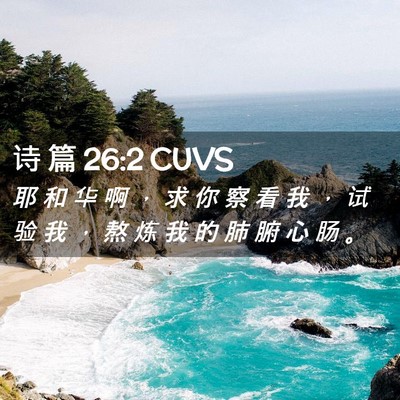 Picture 02 - 诗 篇 26:2 CUVS - 耶 和 华 啊 ， 求 你 察 看 我 ， 试 - Bible Verse Picture