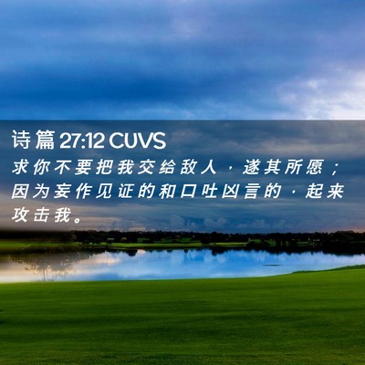 Picture 02 - 诗 篇 27:12 CUVS - 求 你 不 要 把 我 交 给 敌 人 ， 遂 - Bible Verse Picture