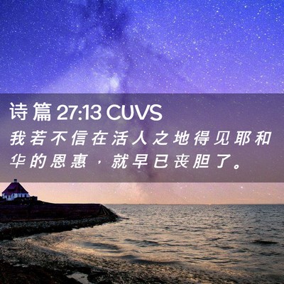 Picture 02 - 诗 篇 27:13 CUVS - 我 若 不 信 在 活 人 之 地 得 见 耶 - Bible Verse Picture