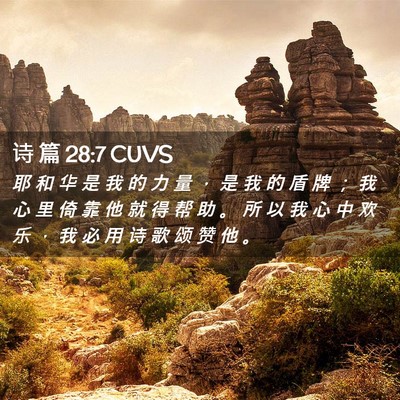 Picture 02 - 诗 篇 28:7 CUVS - 耶 和 华 是 我 的 力 量 ， 是 我 的 - Bible Verse Picture