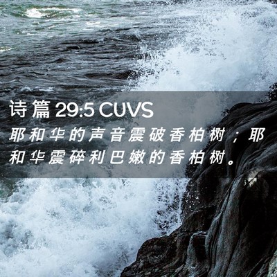 Picture 02 - 诗 篇 29:5 CUVS - 耶 和 华 的 声 音 震 破 香 柏 树 ； - Bible Verse Picture