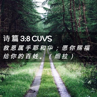 Picture 02 - 诗 篇 3:8 CUVS - 救 恩 属 乎 耶 和 华 ； 愿 你 赐 福 - Bible Verse Picture