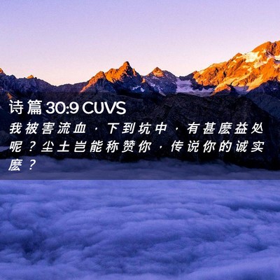 Picture 02 - 诗 篇 30:9 CUVS - 我 被 害 流 血 ， 下 到 坑 中 ， 有 - Bible Verse Picture