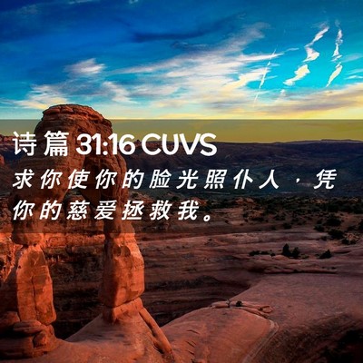 Picture 02 - 诗 篇 31:16 CUVS - 求 你 使 你 的 脸 光 照 仆 人 ， 凭 - Bible Verse Picture