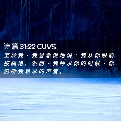Picture 02 - 诗 篇 31:22 CUVS - 至 於 我 ， 我 曾 急 促 地 说 ： 我 - Bible Verse Picture