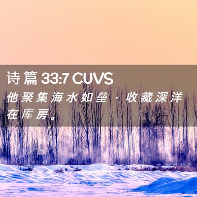 Picture 02 - 诗 篇 33:7 CUVS - 他 聚 集 海 水 如 垒 ， 收 藏 深 洋 - Bible Verse Picture