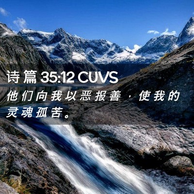 Picture 02 - 诗 篇 35:12 CUVS - 他 们 向 我 以 恶 报 善 ， 使 我 的 - Bible Verse Picture