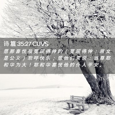 Picture 02 - 诗 篇 35:27 CUVS - 愿 那 喜 悦 我 冤 屈 得 伸 的 （ 冤 - Bible Verse Picture