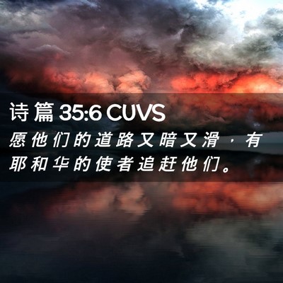 Picture 02 - 诗 篇 35:6 CUVS - 愿 他 们 的 道 路 又 暗 又 滑 ， 有 - Bible Verse Picture