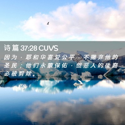 Picture 02 - 诗 篇 37:28 CUVS - 因 为 ， 耶 和 华 喜 爱 公 平 ， 不 - Bible Verse Picture