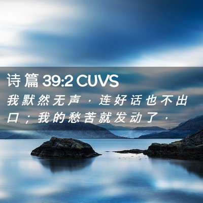 Picture 02 - 诗 篇 39:2 CUVS - 我 默 然 无 声 ， 连 好 话 也 不 出 - Bible Verse Picture