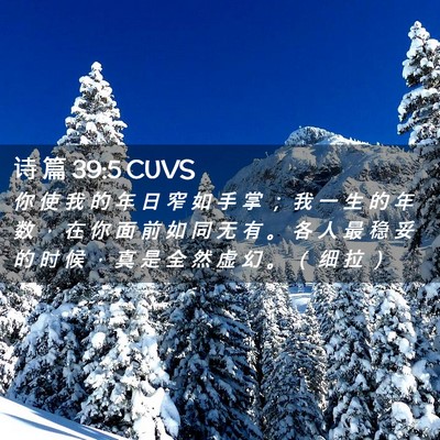 Picture 02 - 诗 篇 39:5 CUVS - 你 使 我 的 年 日 窄 如 手 掌 ； 我 - Bible Verse Picture