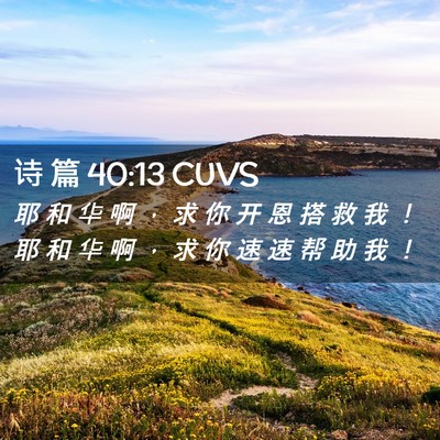 Picture 02 - 诗 篇 40:13 CUVS - 耶 和 华 啊 ， 求 你 开 恩 搭 救 我 - Bible Verse Picture
