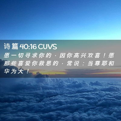Picture 02 - 诗 篇 40:16 CUVS - 愿 一 切 寻 求 你 的 ， 因 你 高 兴 - Bible Verse Picture
